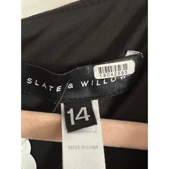 SLATE & WILLOW Dark Fairy Deep Florals Mini Dress. Sheer Balloon Sleeves - Sz 14 - Picture 5 of 7